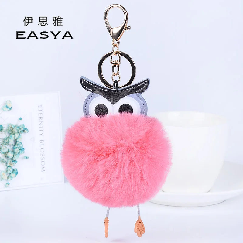 EASYA New Design Crystal Owl Keychain Full Rhinestone Key Ring Key Holders For Women Bag Accessories Cute Animal Car Key Chain