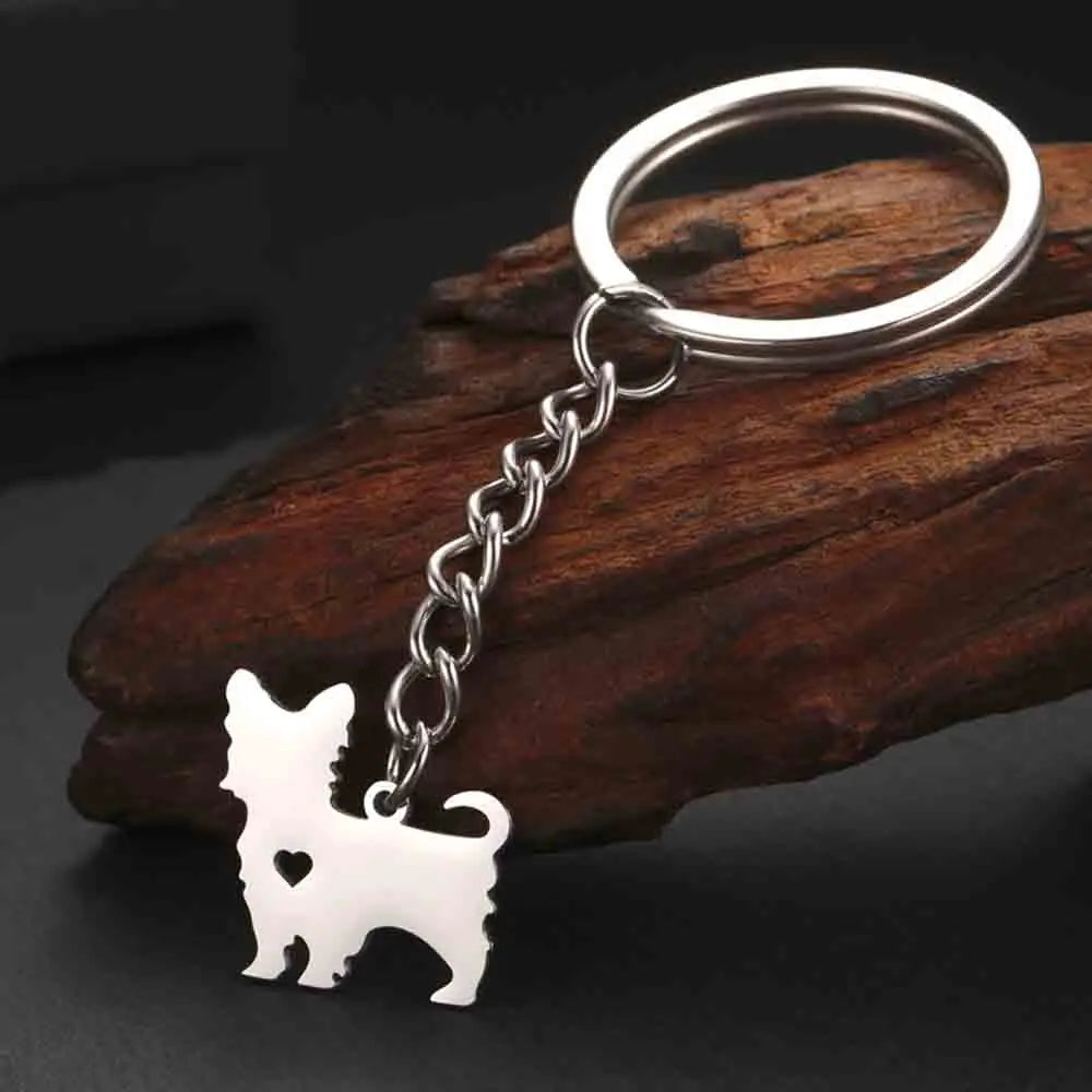 Cute Dog Samoye Keychain for Women Men Stainless Steel Dachshund Puppy Animal Lovers Key Ring for Car Backpack  Jewelry Gifts