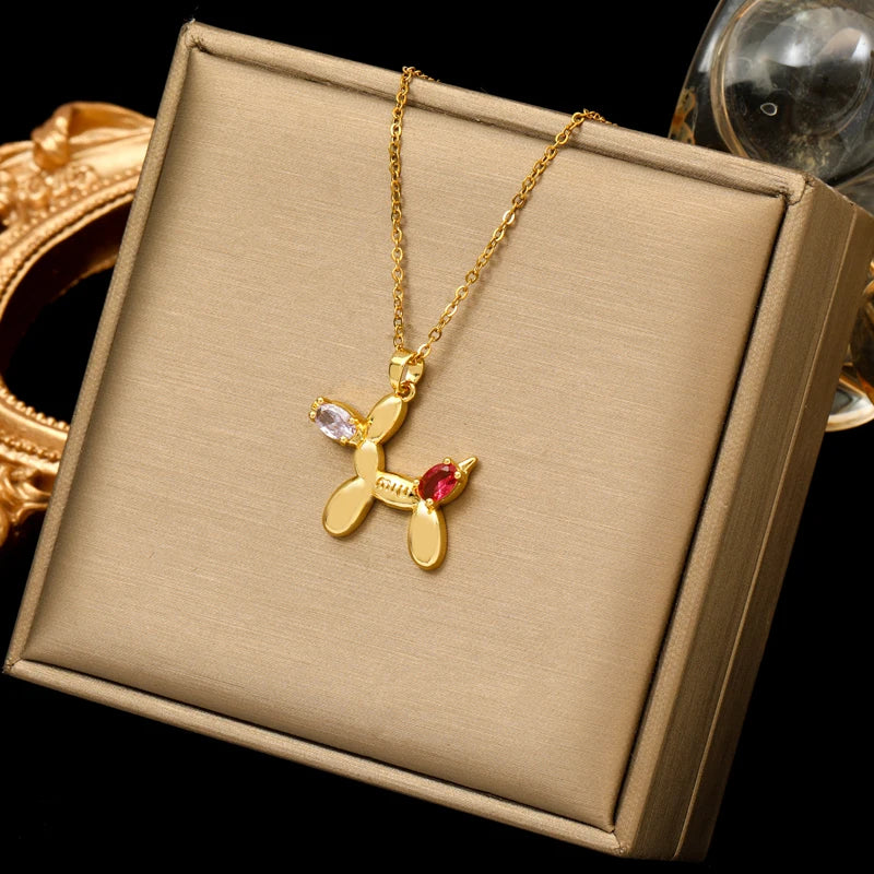 EILIECK Stainless Steel Exquisite Butterfly Zirconia Pendant Necklace For Women Fashion 18K Gold PVD Plated Daily Jewelry Gift