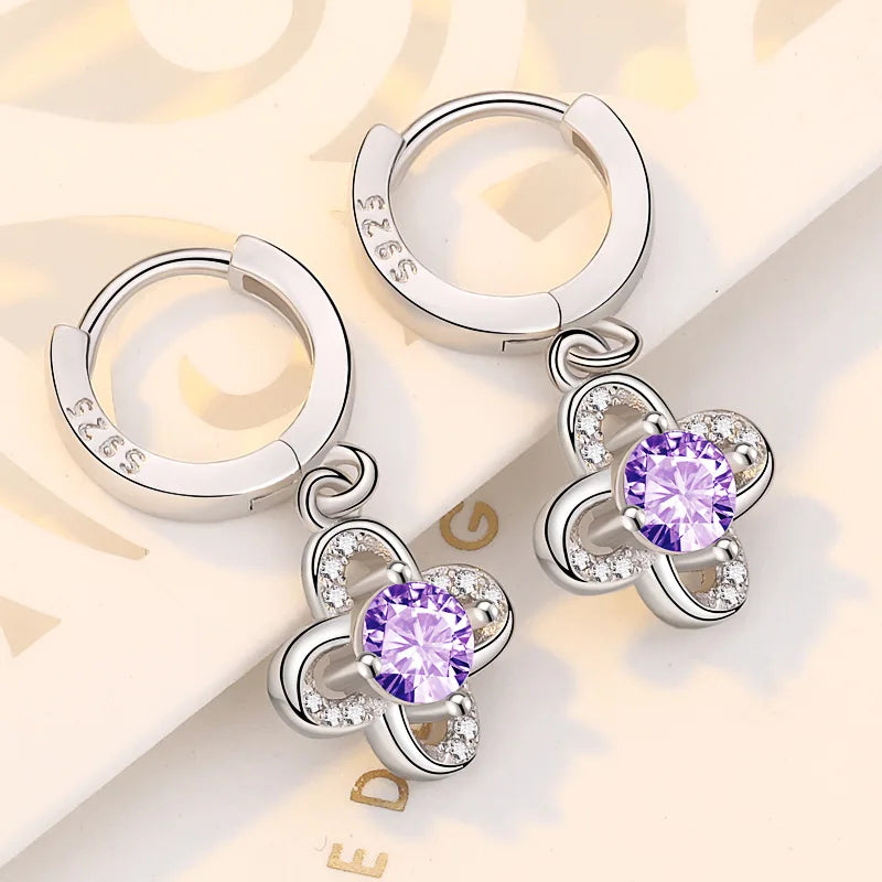 New 925 Sterling Silver Earrings Sparkly Zircon for Women Fashion Wedding Engagement Party Jewelry Gifts