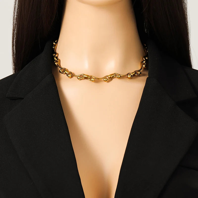 EILIECK 316L Stainless Steel Metal 8mm Chunky Chain Necklace For Women Trendy 18K Gold Plated Neck Chain Waterproof Jewelry Gift