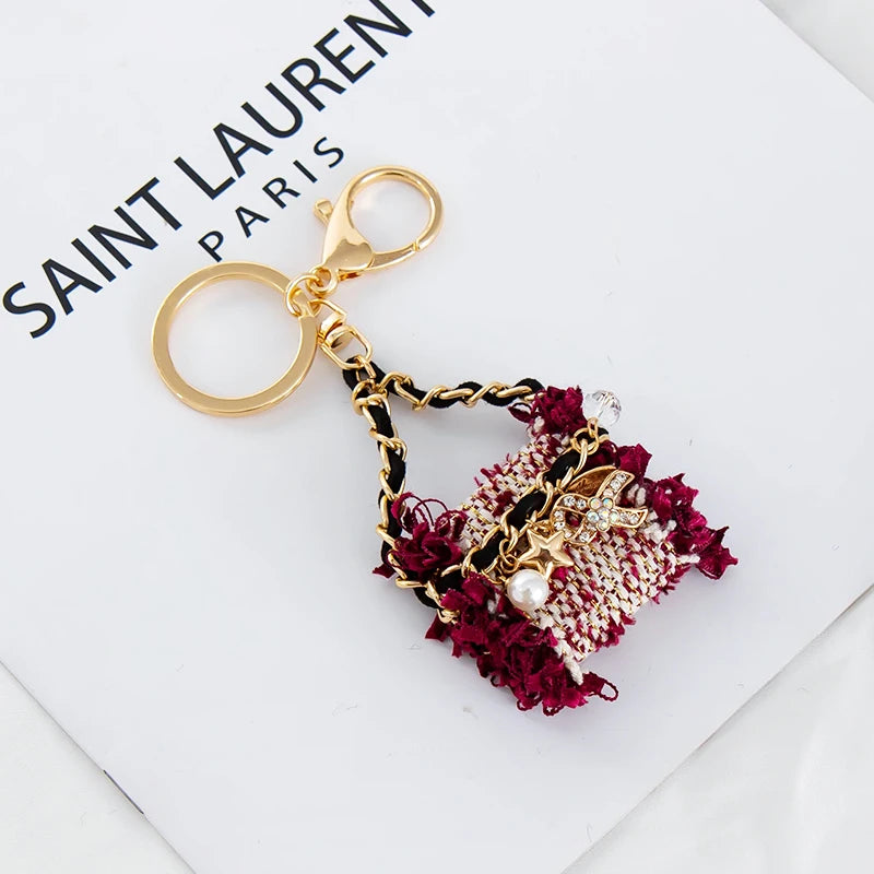 Metal Luxury Bag Keychain Leather Bag Shape Woman's High -end Charm Decoration Supports A Seal Leopard Leather Bag