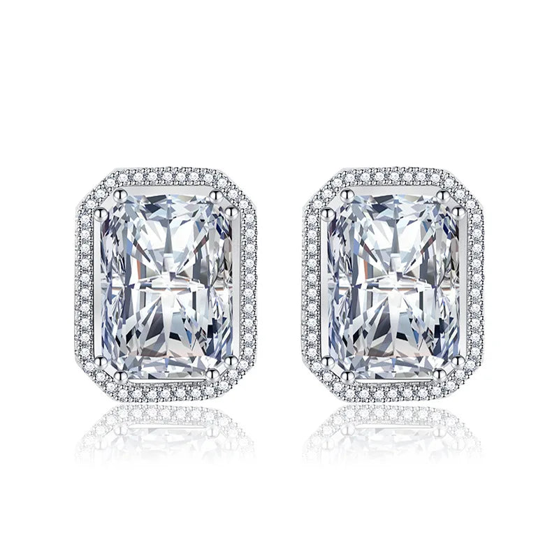 Nice Moissanite Stud Earrring 925 Sterling Silver Simplicity Exquisite For women Jewelry Wedding Plated 18K White Gold gift
