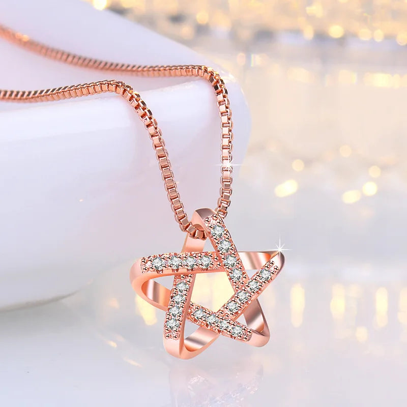 925 Sterling Silver Necklace Pendant AAA Zircon For Women Fashion Exquisite Student Girlfriend Jewelry Accessories Heart Gift