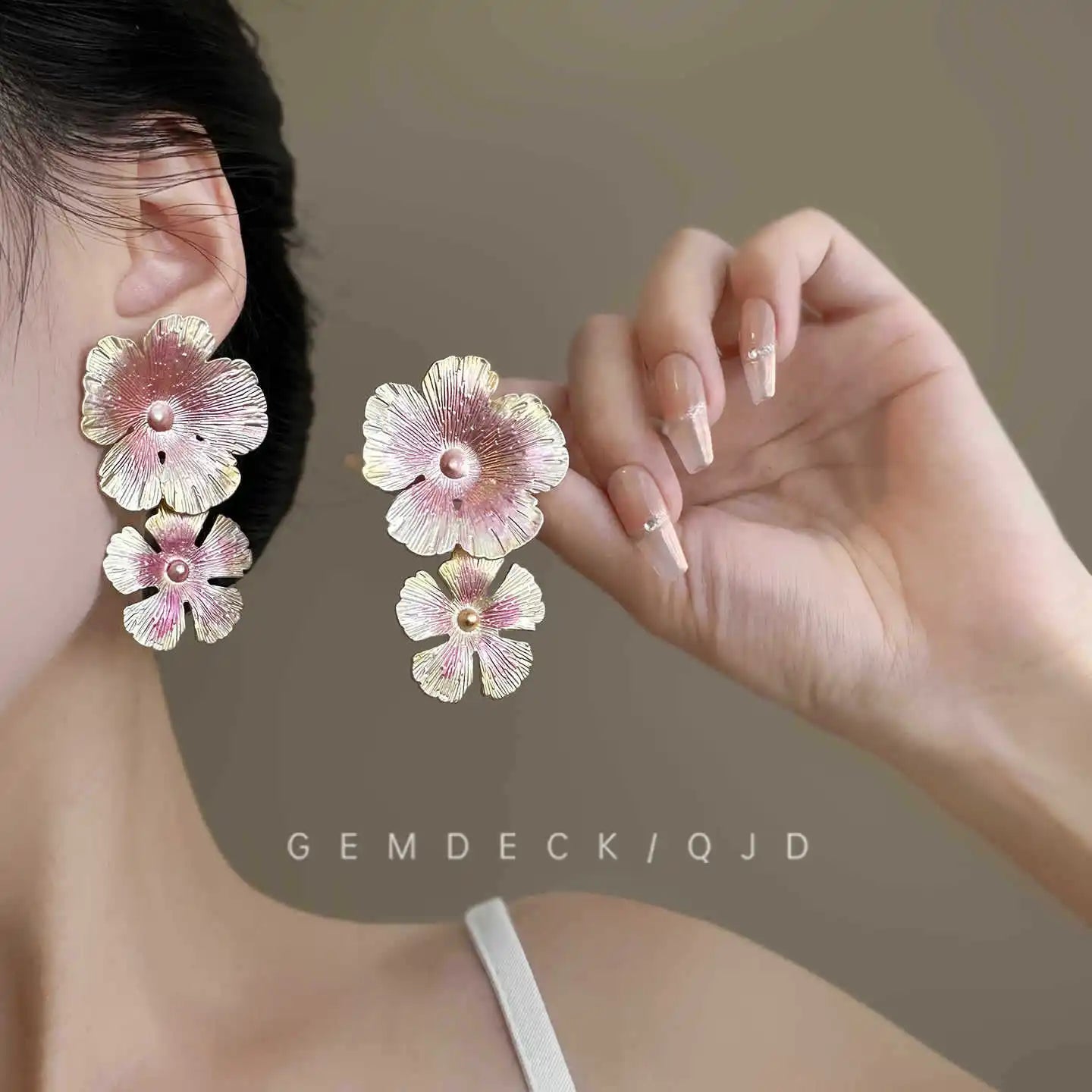 Enamel Flower Earrings New Fashion Vacation Style Exaggerated Exquisite Flower Tassel Earrings Wedding Party Jewelry Accessories