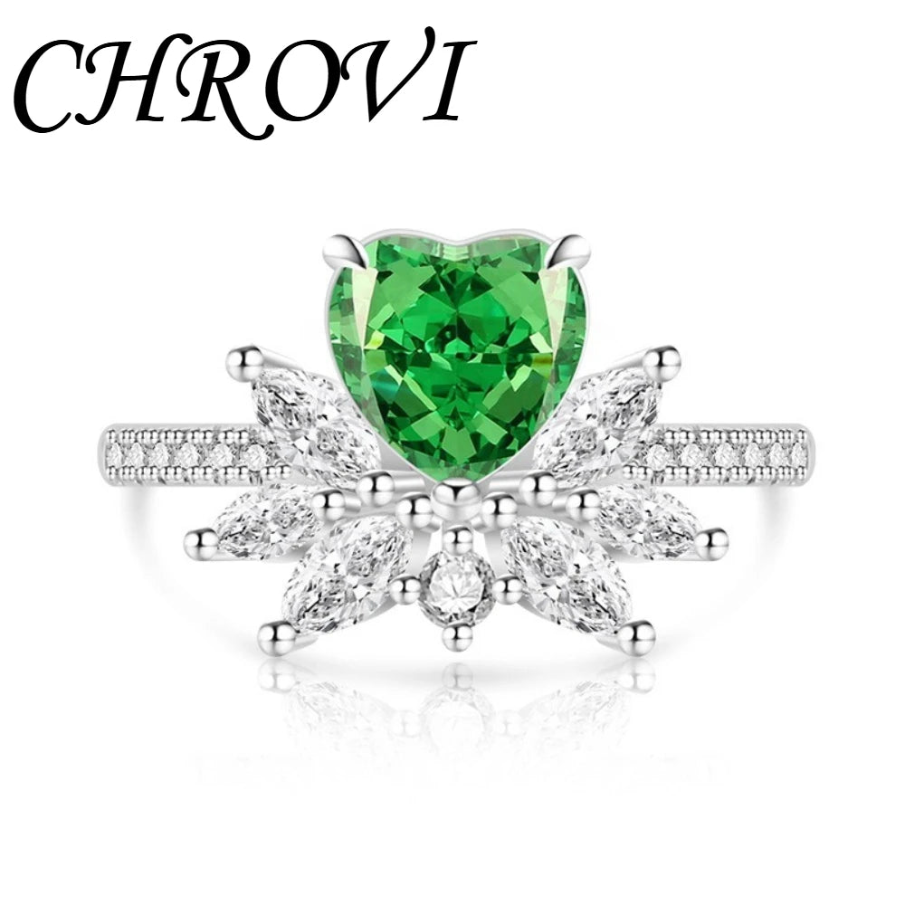 Light luxury 925sterling silver colorful gemstone ice flower ring for women,super sparkly high carbon diamond heart ring jewelry