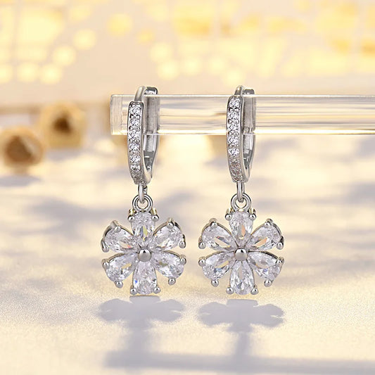 925 Sterling Silver Earrings exquisite Zircon for Women Fashion Party Jewelry Long Earrings Gifts Wedding Gift cute