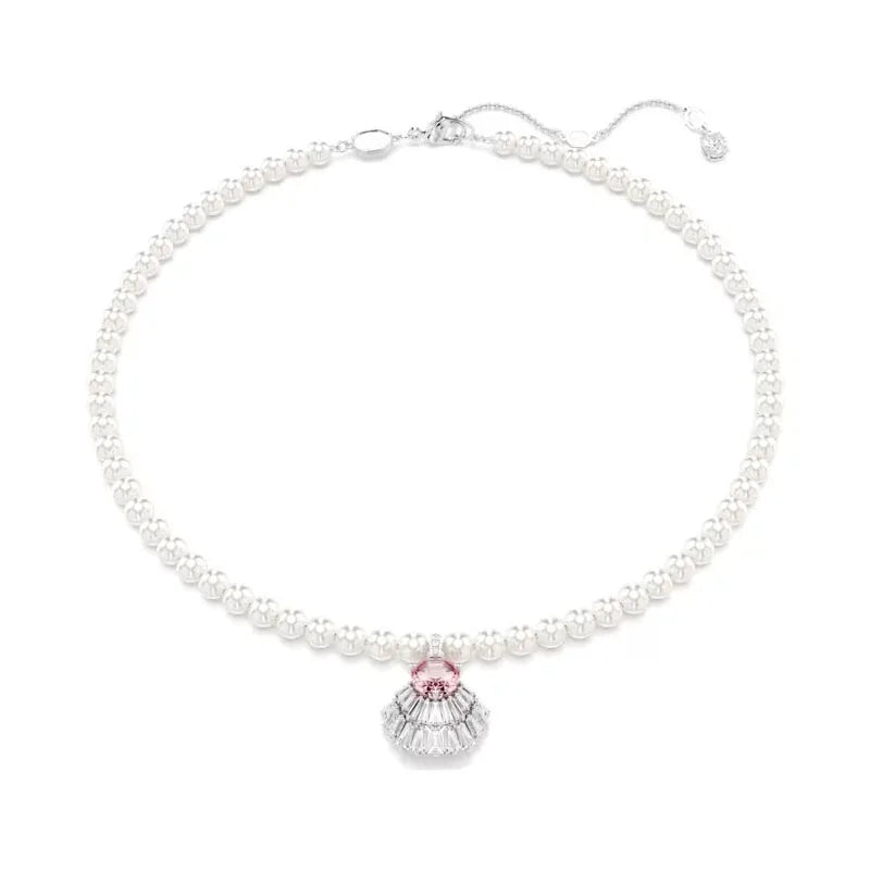 2026 New High-Quality Sparkling Crystal Seashell Seahorse Heart Cross Feather Elegant Necklace Collarbone Chain Valentine's Day