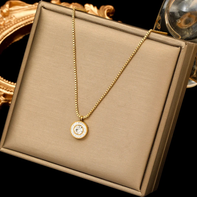 EILIECK 316L Stainless Steel Delicate Shiny Cubic Zirconia Cross Pendant Necklace for Women High Quality Jewelry Water Resistant