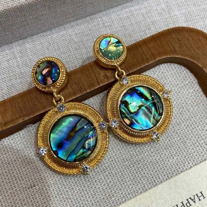NISHIZAWA Woman Earrings Geometric Palace Style Vintage Hyperbole Jewelry Light Luxury Elegant Fashion Pendientes Mujer