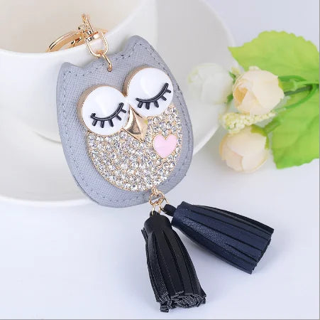 EASYA New Design Crystal Owl Keychain Full Rhinestone Key Ring Key Holders For Women Bag Accessories Cute Animal Car Key Chain