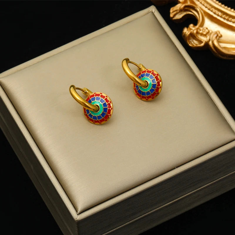 EILIECK 316L Stainless Steel Vintage Hoop Earrings For Women Girl Fashion Waterproof Small Ear Buckle Jewelry Gift Party Bijoux