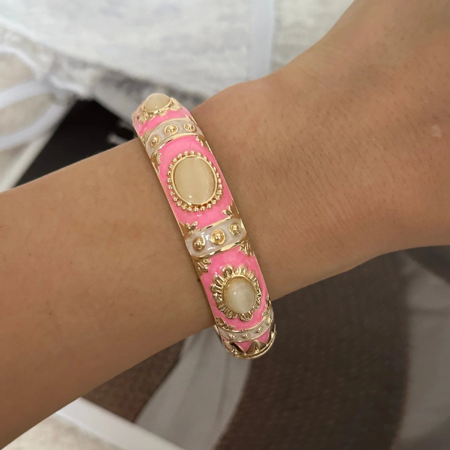KMVEXO Colorful Enamel Resin Bamboo Bangle Geometry Bracelet for Women Gold Color Metal Bangles Trendy Love Jewelry