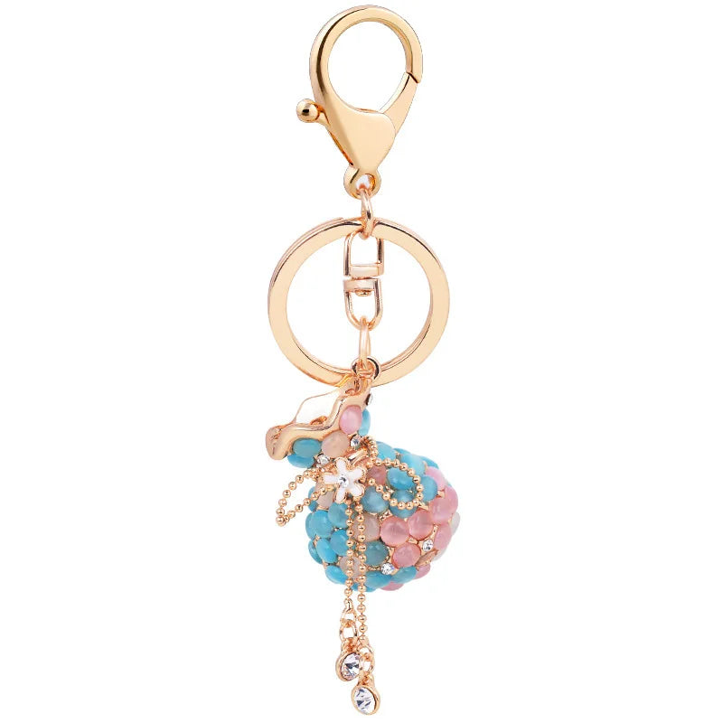 EASYA Rhinestone Opal Vase Keychain Crystal Purse Key Chains Ring Women Handbag Charm llavero CHY-2811
