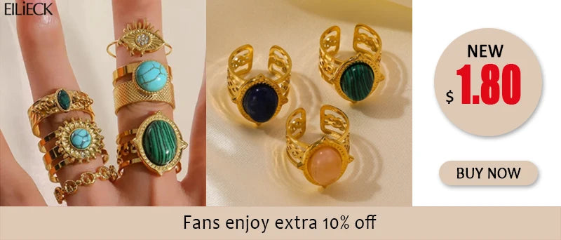 EILIECK 316L Stainless Steel Geometric Gold Color Cuff Rings For Women Girl Fashion New Jewelry Friend Gift Party anillos mujer