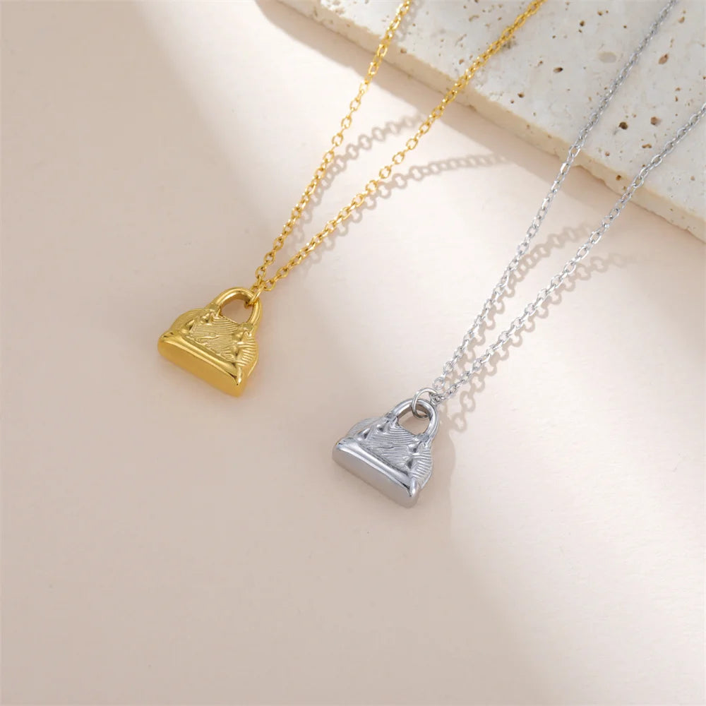 My Shape Fashion Handbag Necklace for Women Ladies Lovely Purse Shape Pendants Chain Stainless Steel Jewelry Party Gift Trendy