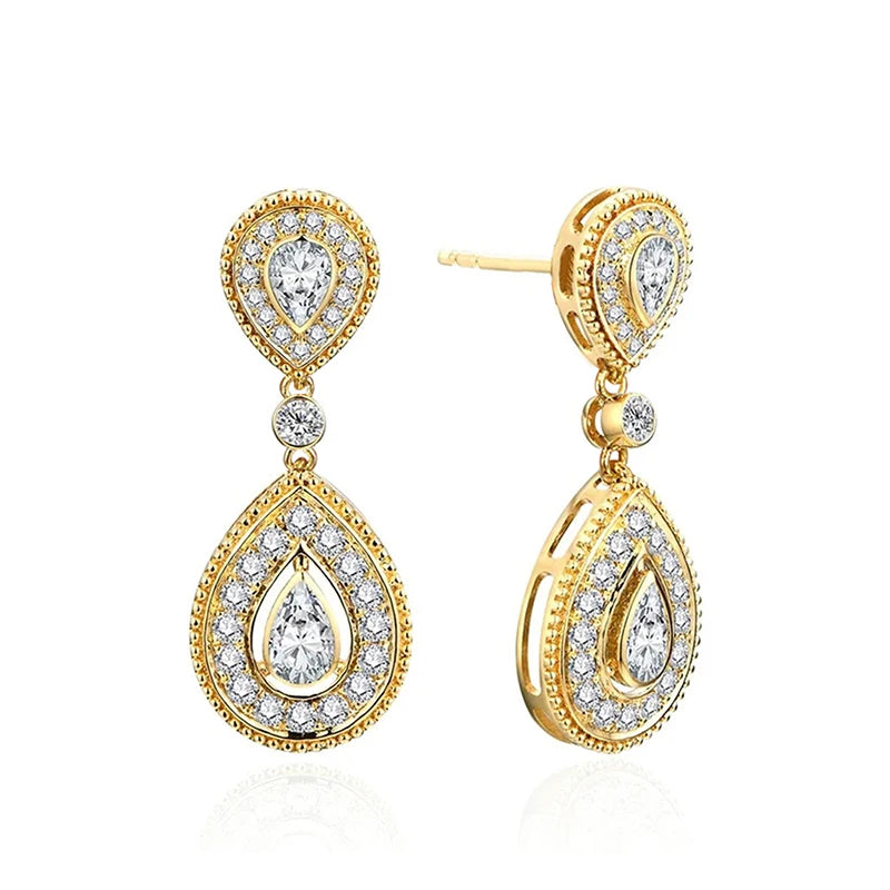 Huitan Gorgeous Women's Dangle Earrings Waterdrop Charm Cubic Zircon Luxury Trendy Bridal Wedding Accessories Jewelry Wholesale