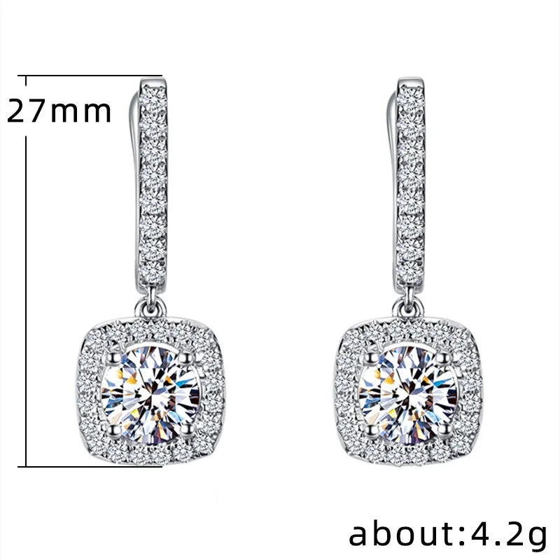 Stainless Steel Shiny Square Cubic Zirconia Huggie Hoop Earrings for Women Fashion Dangle Drop Earrings Trendy Jewelry Gifts