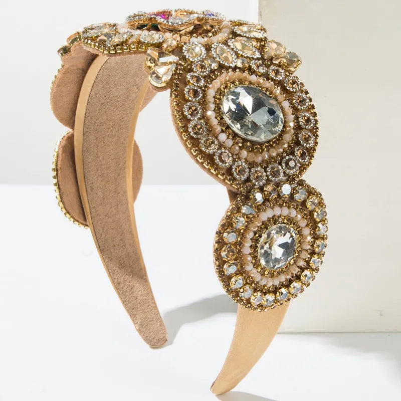 Full Rhinestones Hair Accessories Baroque Vintage Sparkly  Dinner Party Headband American Style Elegant Headwear