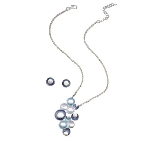 new enamel color round flower stud earrings pendant set, women's high-end glossy enamel color necklace
