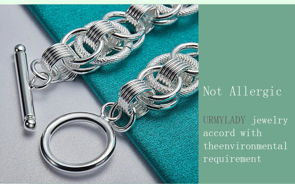URMYLADY 925 Sterling Silver Charm Chain Screw Bracelet For Women Man Engagement Party Fashion Jewelry Gifts