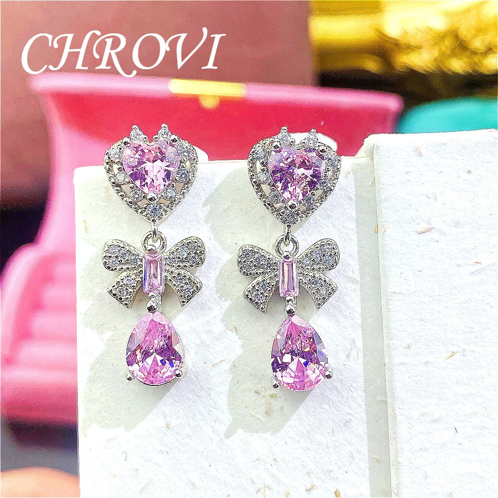 Sweet 925 Sterling Silver Elegant Earrings - Super Beautiful Crystal Retro Bow-Shaped Stud Earrings, Fresh and Chic.