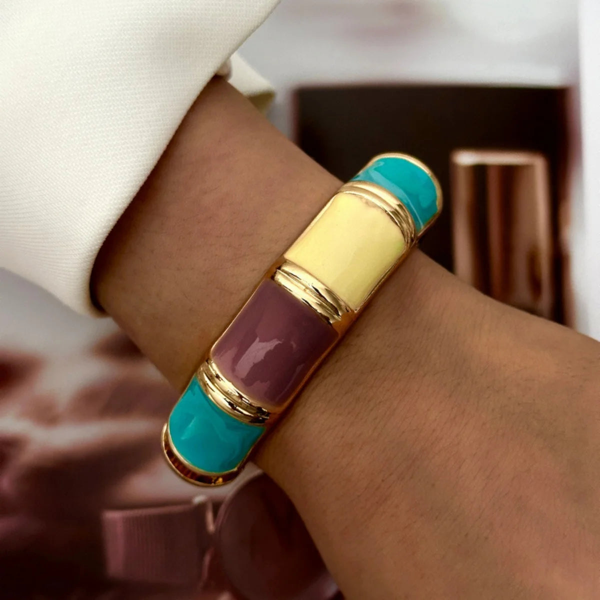 KMVEXO 10 Style Bohemian Colorful Enamel Open Cuff Bracelet For Women Irregular Geometric Metal Bangles Party Jewelry Gift