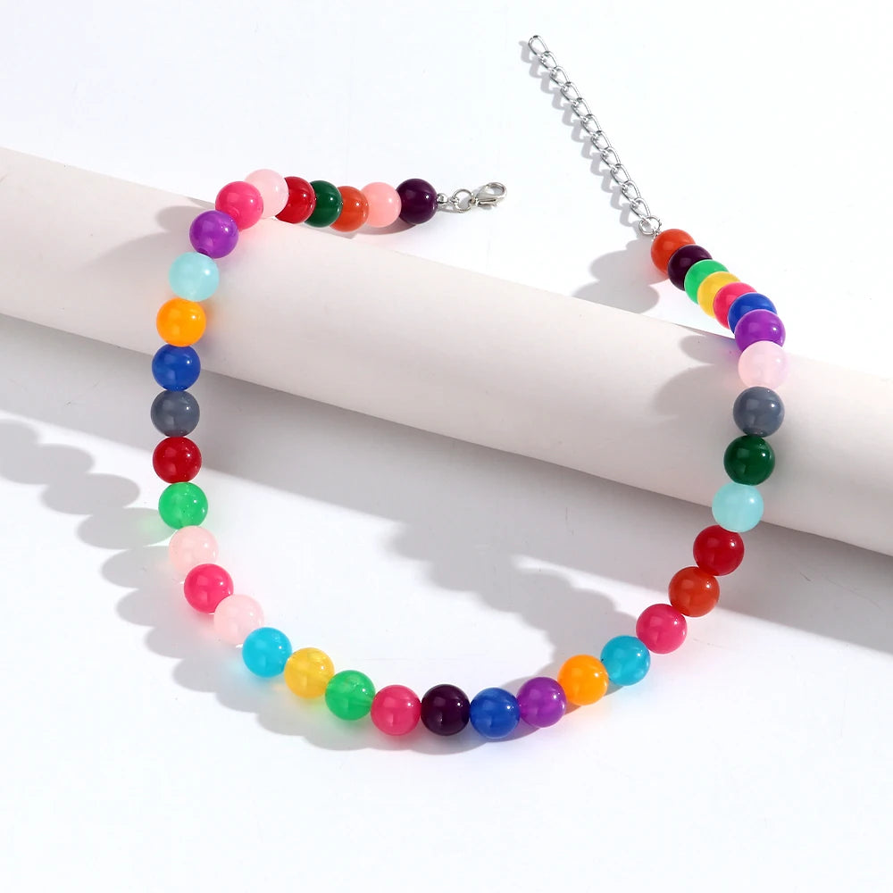 Fashion Colorful Large Love Heart Pendant Necklace Geometric Heart Shape Beads Choker Necklaces 2026 Trendy Jewelry Gifts
