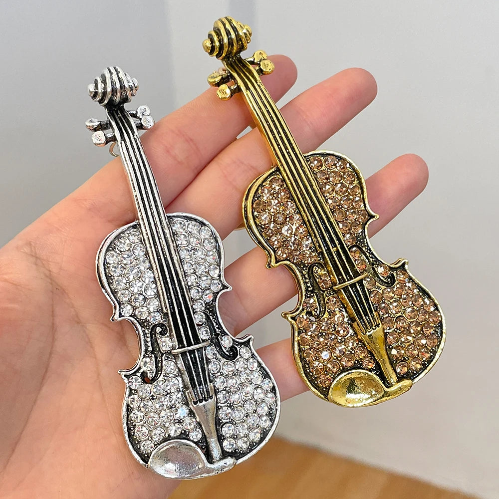 Violin Key Ring Concert Concert Souvenir Gift Women's Luxury Bag Pendant Keychain Rhinestone Crystal Handicraft