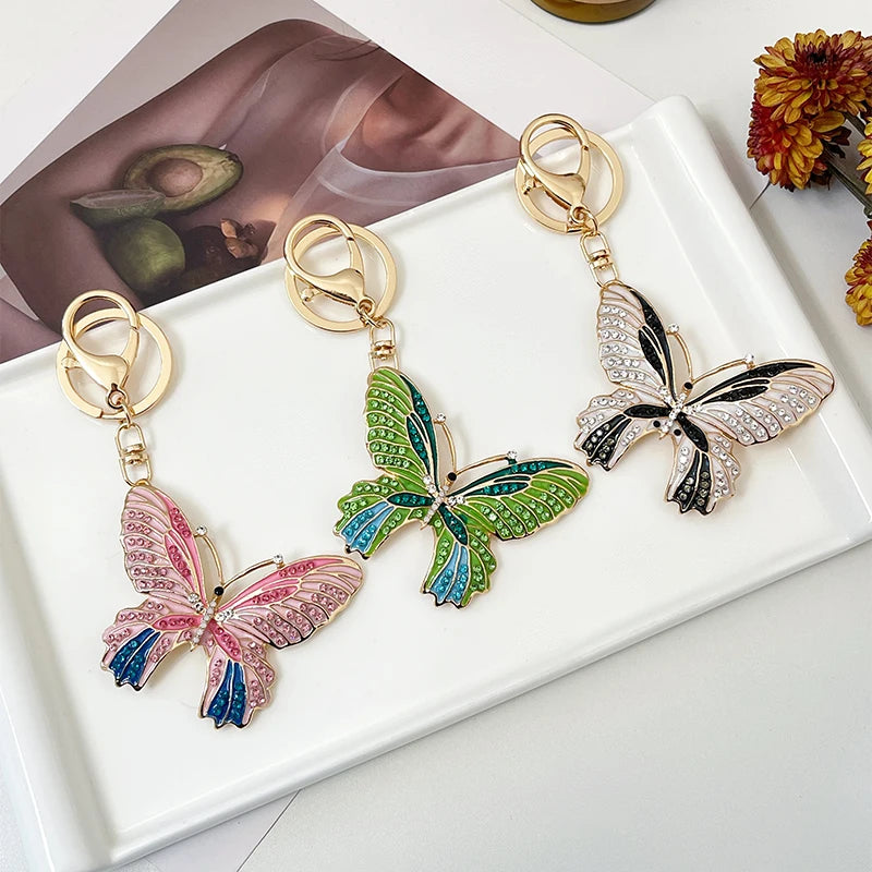 EASYA 2024 New Butterfly Keychain Collection Rhinestone Crystal Inlaid Car Pendant Handicrafts