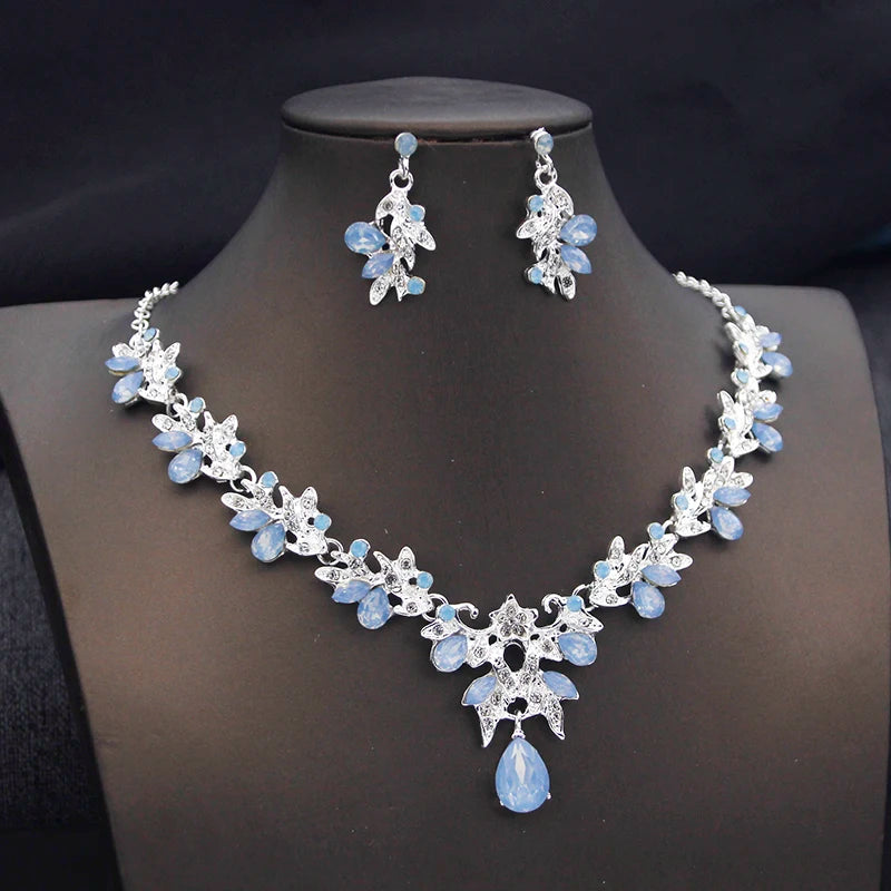 Butterfly Collar Opal Pink Bridal Jewelry Sets for Women Choker Necklace Earring Set Wedding Bride Jewelry Sets 3 Pcs Gifts