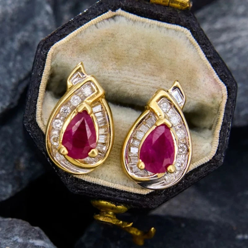Luxury Female Purple Cubic Zirconia Earring Gold Color Earrings for Women Charm Geometric Wedding Party Jewelry Accessories