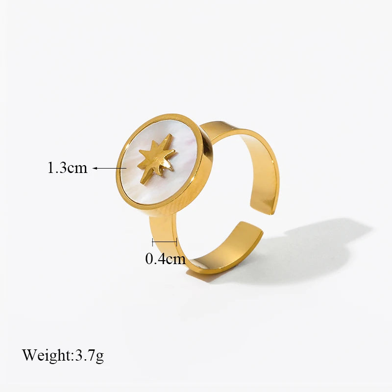 EILIECK 316L Stainless Steel Personality Golden Open Cuff Rings For Women Girl Fashion New Jewelry Lady Gift Party anillos mujer