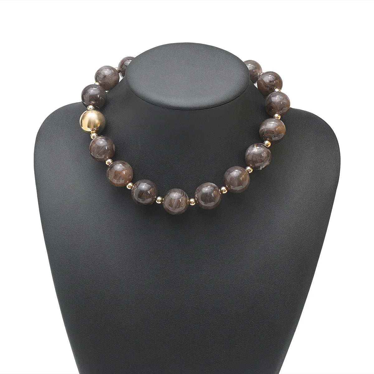 KMVEXO Fashion Colorful Round Resin Beaded Chokers Necklace for Women Smudging Acrylic Necklaces Neck Chain Daily Party Jewelry