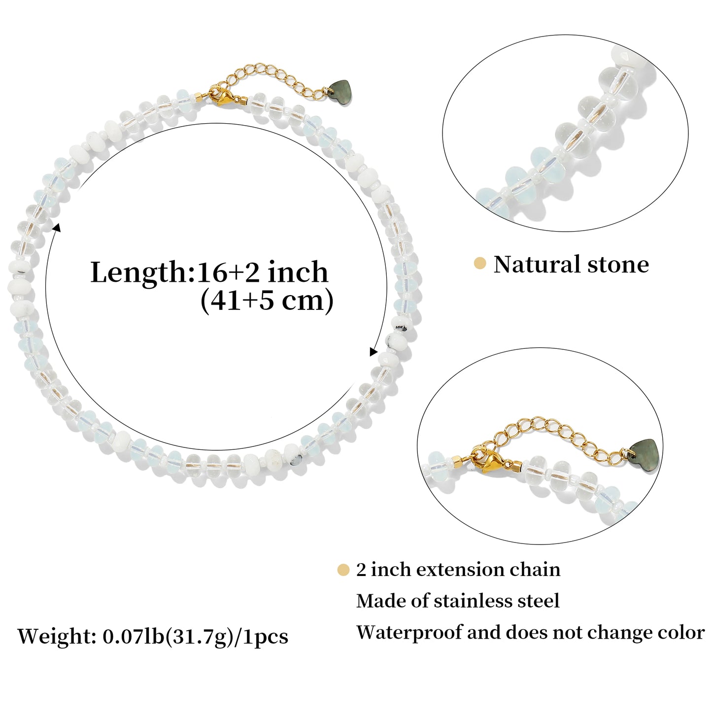 Badu Colorful Natural Stone Beads Necklaces for Women Bohomian Gemstone Beaded Choker Summer Beach Trendy Boho Jewelry Gift