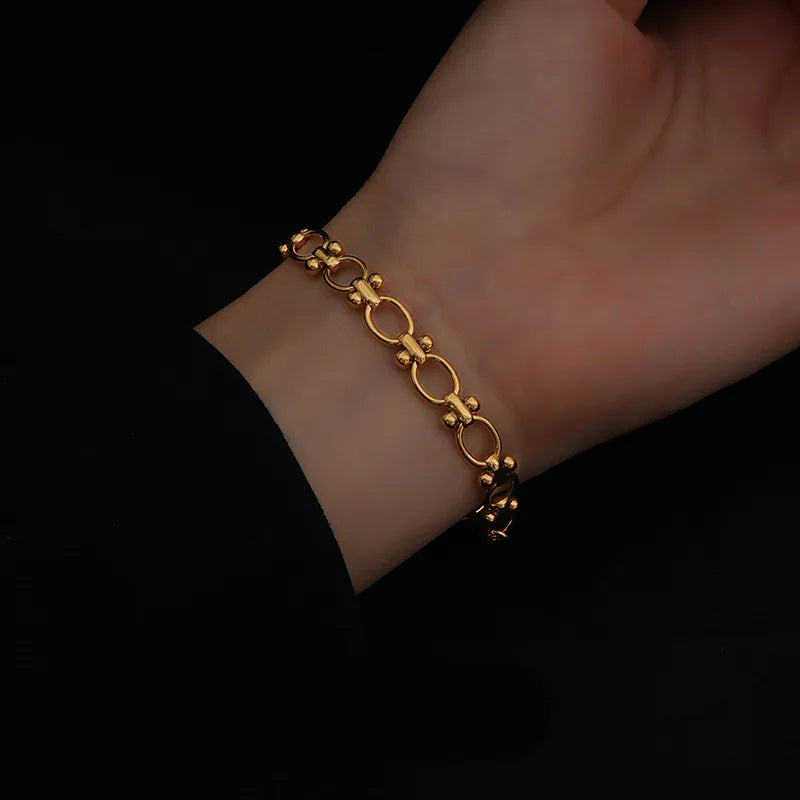 EILIECK 316L Stainless Steel Link Chain Bracelet For Women Trendy Punk 18K Gold Plated Waterproof Wrist Chain Jewelry Gift Party