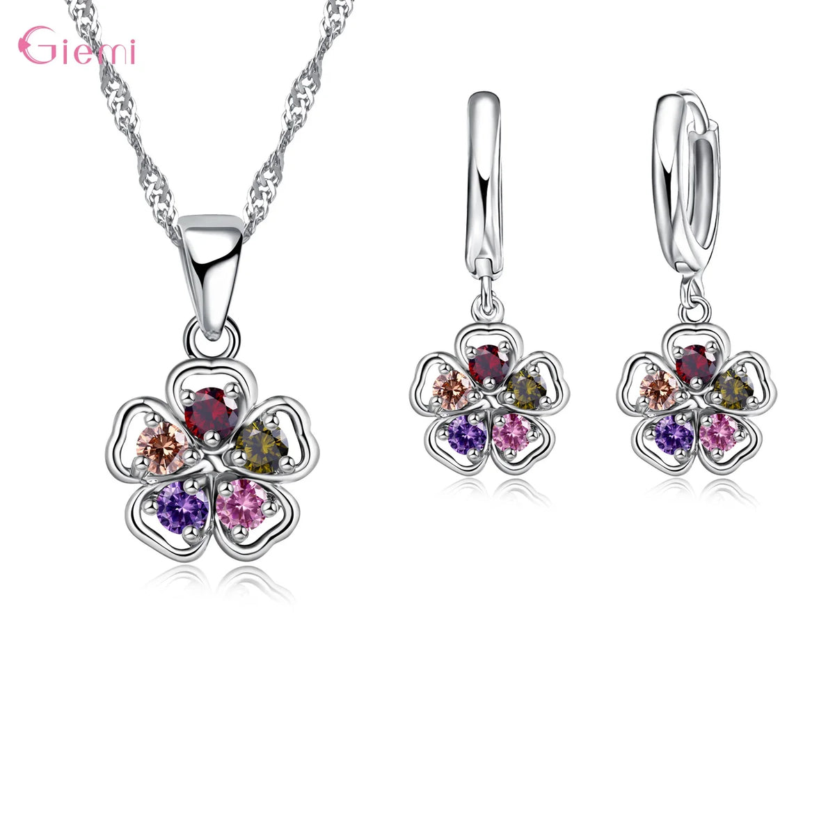 925 Silver Needle Jewelry Sets for Women Girls 34 Models Option Austrian Crystal Rhinestone Pearl Pendant Necklace Earrings