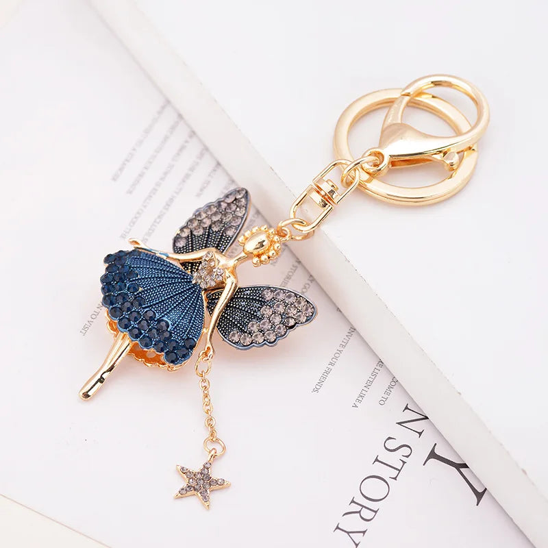 Lovely Cinderella Pumpkin Carriage Keychain Crystal Keyring Pendant Purse Bag Car Keychain