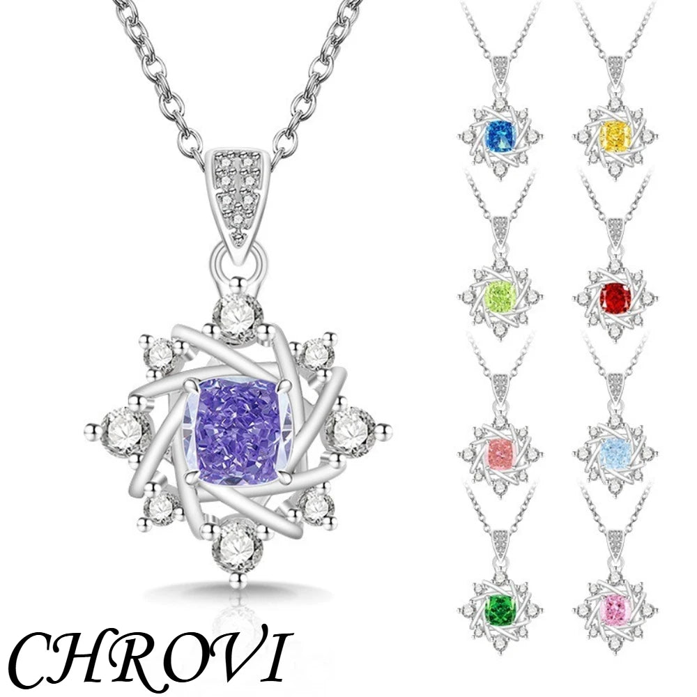 Exquisite 925 sterling silver gemstone ice flower octagonal star necklace, fashionable and versatile,high-carat diamond necklace