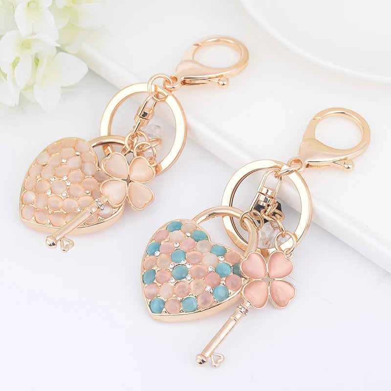 Paris Romantic Opal Love Key Chain Women's Luxury Handbag Pendant Souvenir Gift for Family and Friends
