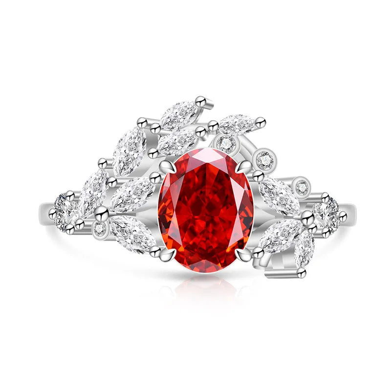 925 Sterling Silver Ice Flower Cut Jadeite Ring with Zircon Inlay - Super Sparkling Ring for Women
