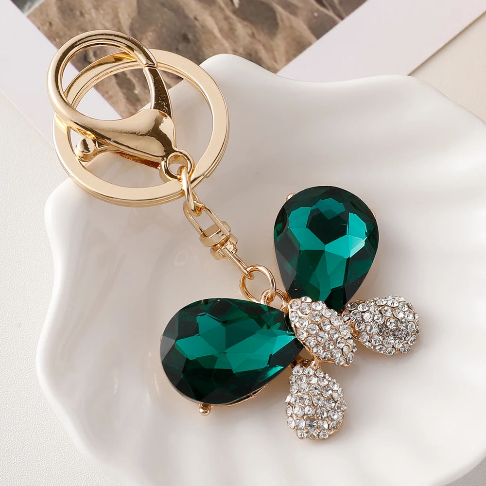 EASYA 2024 New Butterfly Keychain Collection Rhinestone Crystal Inlaid Car Pendant Handicrafts