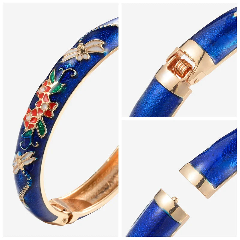 Cloisonne Bracelet For Women Bangles On Hand Enamel Jewelry Flower Women's Hand Bracelet Female Bangle Mother's Day Gifts Wife