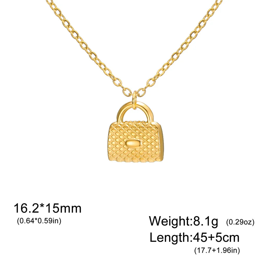 My Shape Fashion Handbag Necklace for Women Ladies Lovely Purse Shape Pendants Chain Stainless Steel Jewelry Party Gift Trendy
