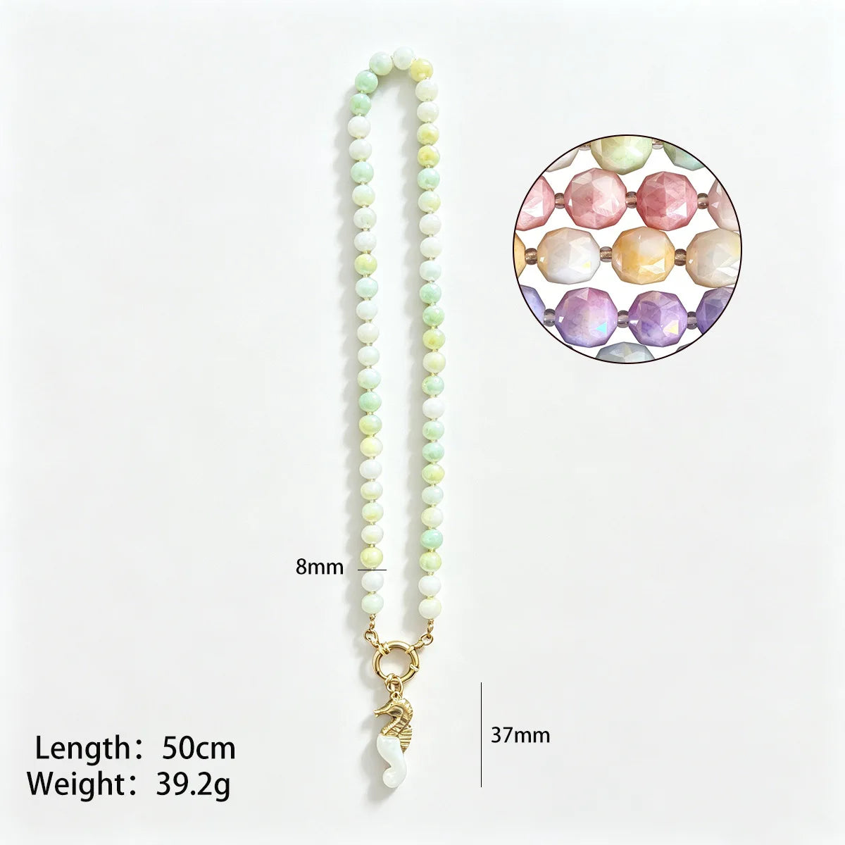 Summer Dopamine Handmade Bead Flower Ball Necklace Ocean Shell Seahorse Heart Pendant Charm Beach Jewelry Gift for Women