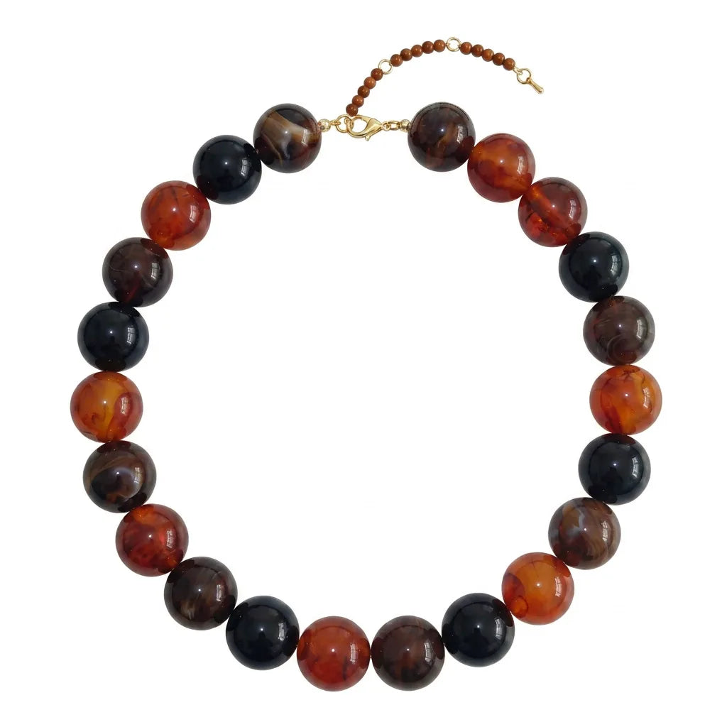 Double Color Round Beads Resin Necklace for Women Bohemian Style Waterproof Statement Choker Collar Necklaces Fashion Jewelry