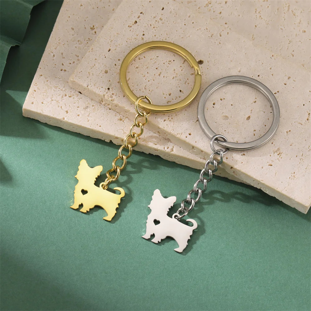 Cute Dog Samoye Keychain for Women Men Stainless Steel Dachshund Puppy Animal Lovers Key Ring for Car Backpack  Jewelry Gifts