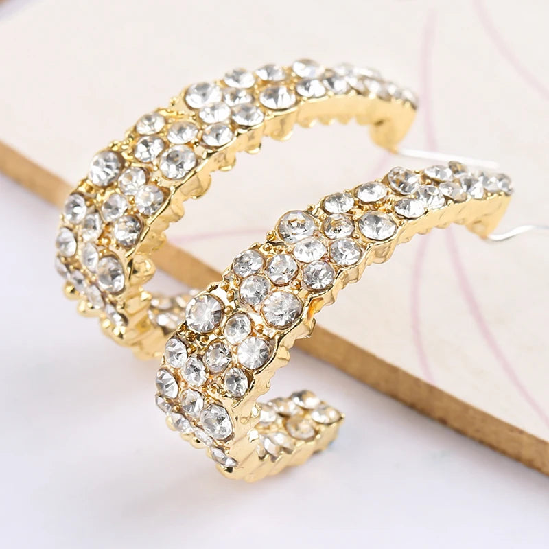 Big Circle Round Colored Zircon Hoop Drop Earrings for Women Fashion Hiphop Punk Charm Earrings Wedding Pendant Jewelry