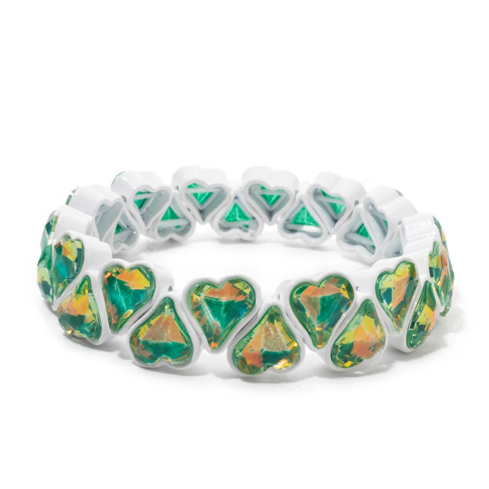 BEUTIFOR Zirconia Double Love Beads Elastic Bangles For Women and Girl Y2K Bohemian Layered Wrap Bracelets Accessory