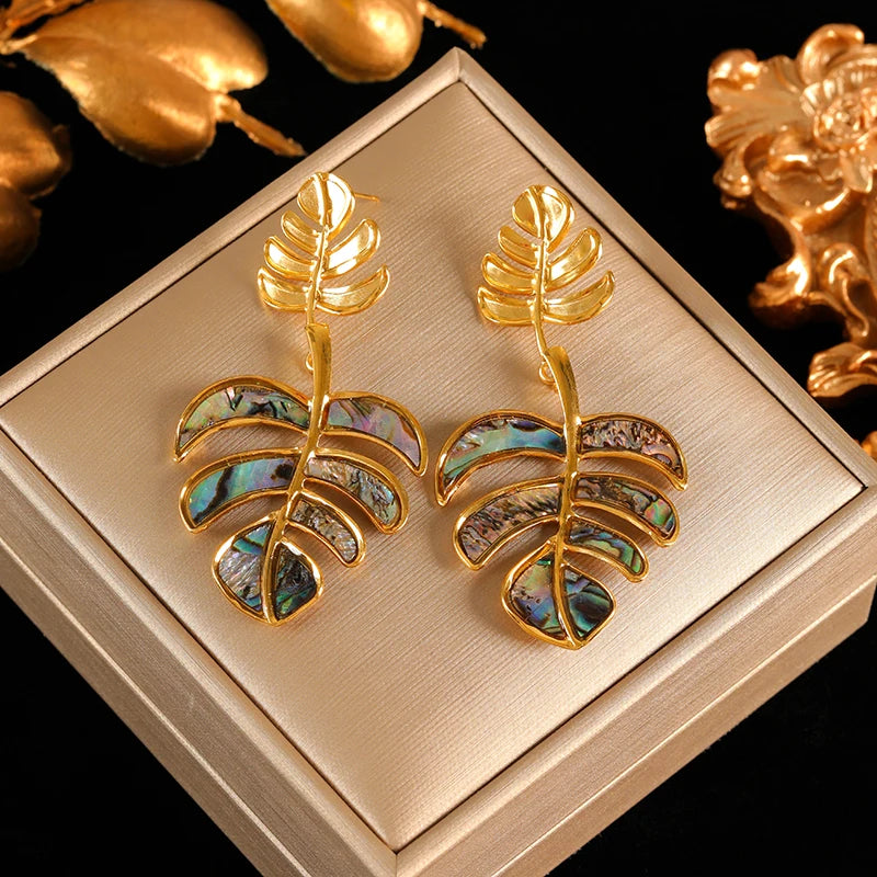 EILIECK 316L Stainless Steel Starfish Drop Dangle Earrings Stylish Trendy Waterproof 18K PVD Plated Metal Jewelry for Women